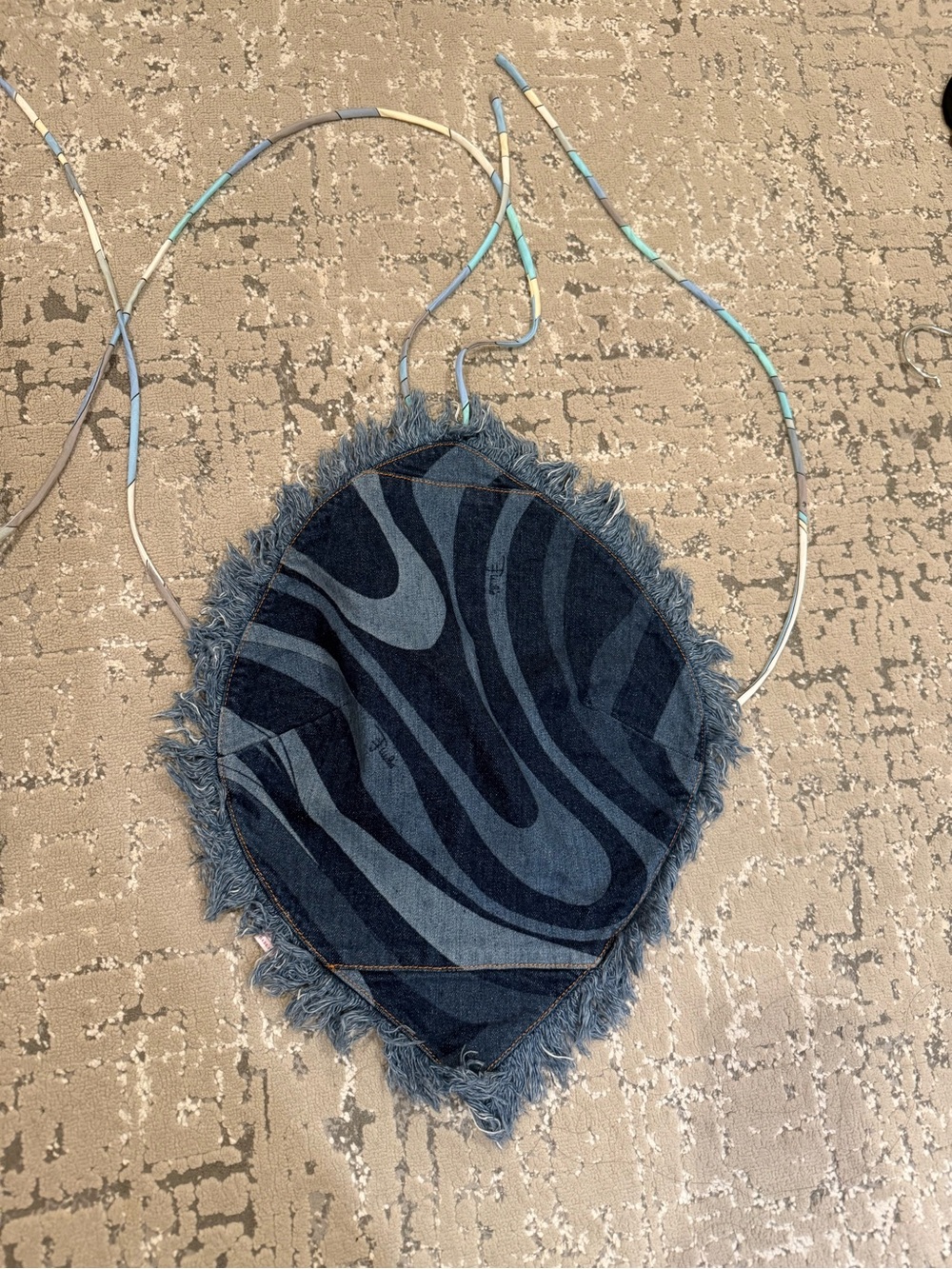 Emilio Pucci Fringed Denim Crossbody Pouch - Blue